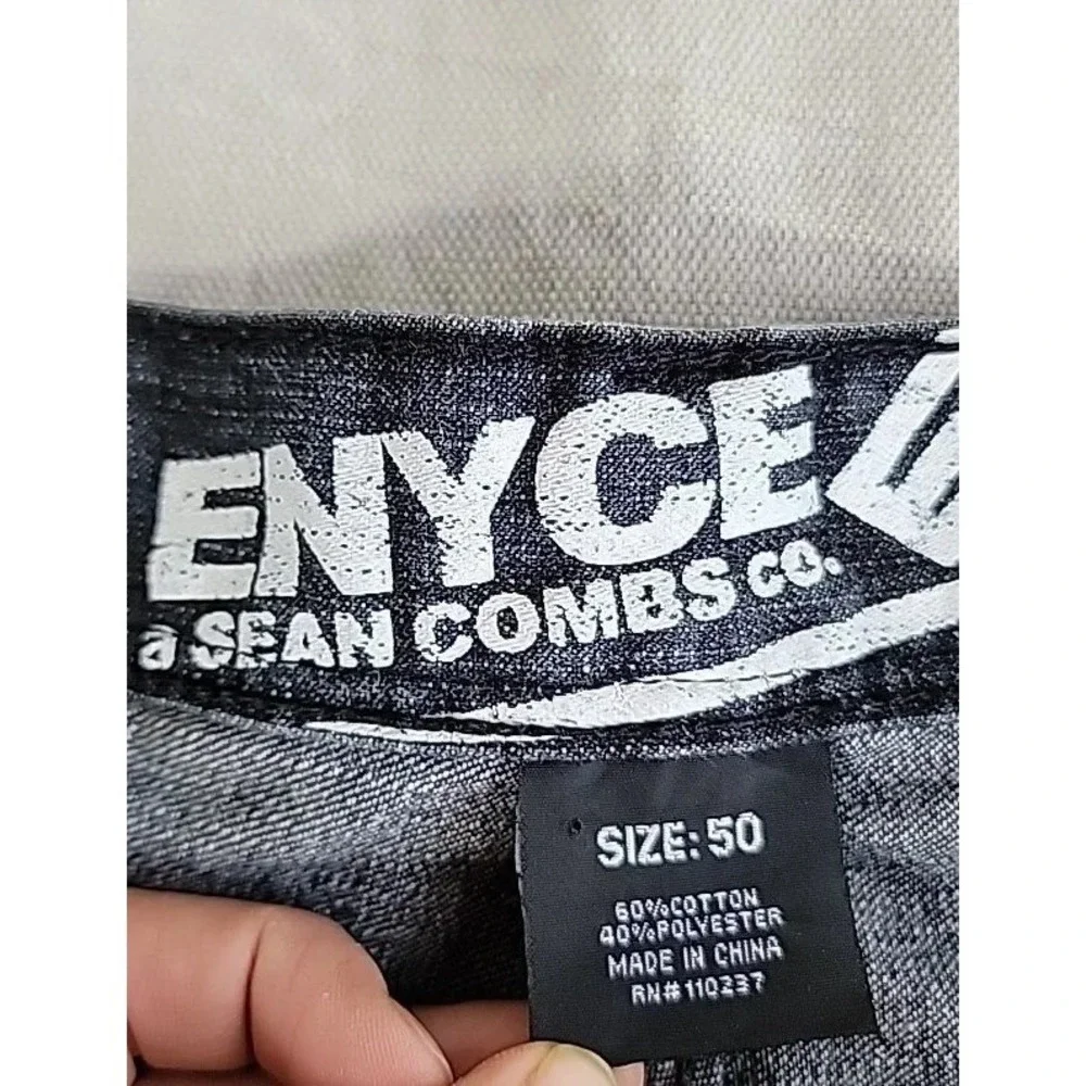 Enyce Jeans Mens 47x30.5 Stonewash Black Hip Hop Wide Baggy Sean Combs High Rise